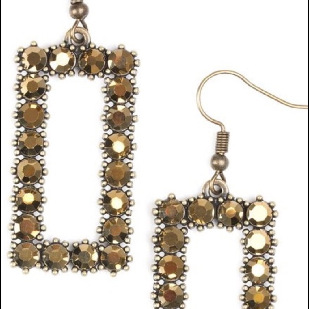 Brass square cut out earrings